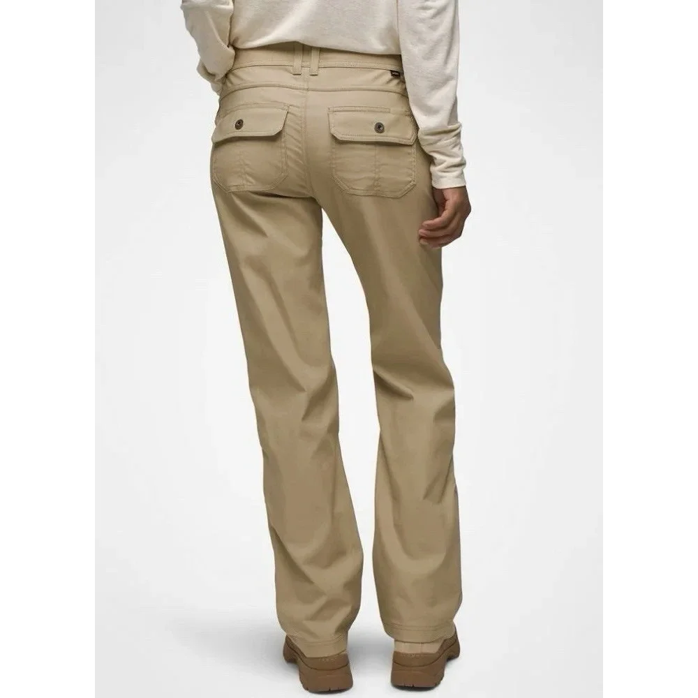 Prana Halle II Pants Mid Rise Hem Roll Up UPF 50+ Outdoor Hiking Beige Size 16 - Picture 2 of 7
